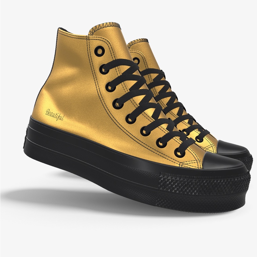 Converse Metallic Gold and Black High-Tops